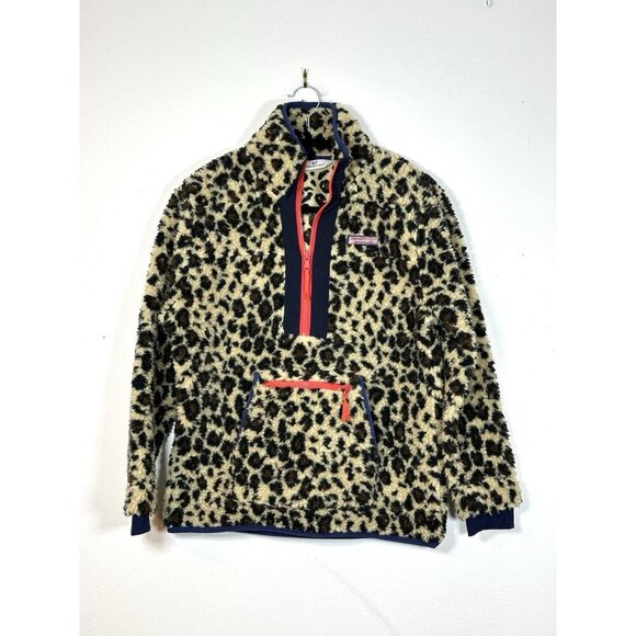 Vineyard Vines Tops - Vineyard Vines XS Womens Leopard Print Fleece SuperShep 1/2 Zip Pullover Animal‎